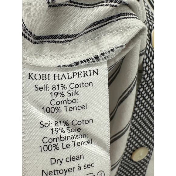 Kobi Halperin Button Down Shirt Women Small Black White Striped Collar Flare - Picture 8 of 9